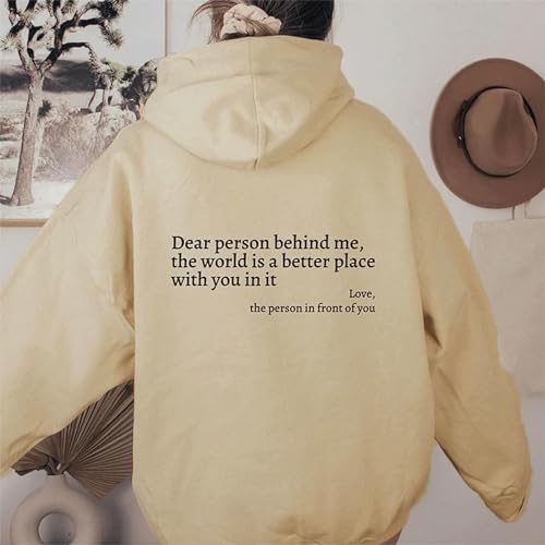 You Are Enough Hoodie, Dear Person Behind Me Sweatshirt Hoodie for Women Casual Letter Print Sleeve Pullover Gift – Bild 6
