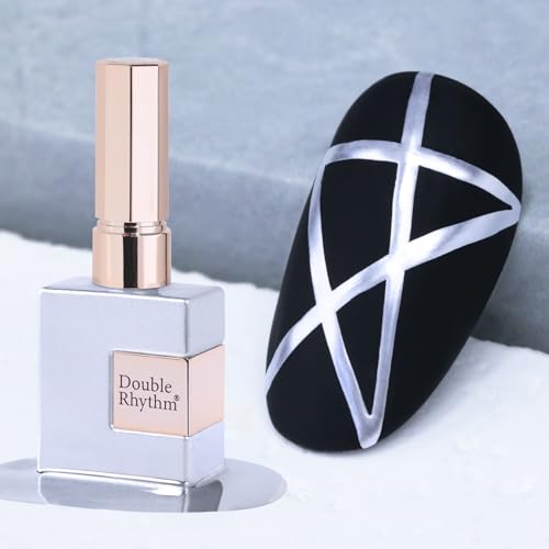 Double Rhythm 15 Ml Metallic Gel Liner Nail Art Gel Bronze Mirror Chrome Painted Drawing Stripper 3D Effect Gel Polish (Chrome Silver-L1009)