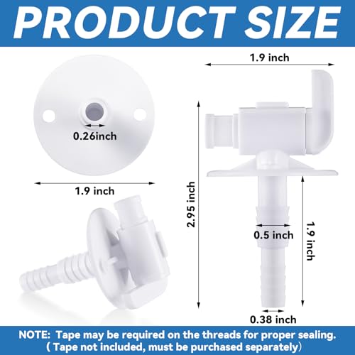 Image of Colingmill 5 Pcs Rv Water Tank Drain Valve Bulk - Fits to 3 /8 inch & 1 /2 inch Tubes Plastic Dual Barb with Flange Low Point Drain Valve for Rv, Camper, Trailer