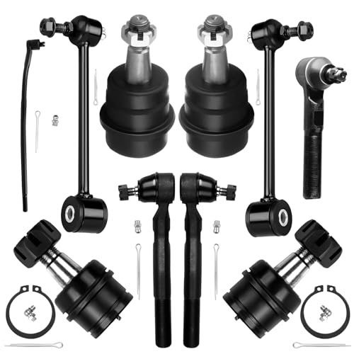 Front Inner & Tie Rear Upper Rod End Rear Outer Upper Tie Rod End Fit for Jeep Wrangler 2007-2017 for Jeep Wrangler Jk 2018, Pitman Arm Front Lower & Upper Ball Joint Rear Sway Bar End Link (10Pcs)