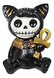 Ebros Egyptian Furrybones Feline Cat Goddess Bastet Holding Ankh Figurine Small 2.75 Inch Tall Furry Bones Skeleton Decor Statue Gods and Goddesses of Egypt