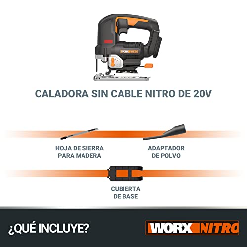 Miniatura 7 de Sierra De Calar 20v Worx Power Share Wx542.9 Potente Motor Sin Escobillas 3 Posiciones, Penduleo Y Tubo De Aspiración Sin Batería Ni Cargador Caja De Cartón