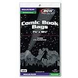 BCW Resealable Silver/Regular Comic Book Bags, Clear 2-mil Polypropylene | 7-1/8' x 10-1/2' | 100-Count , Holds Silver Age Comics