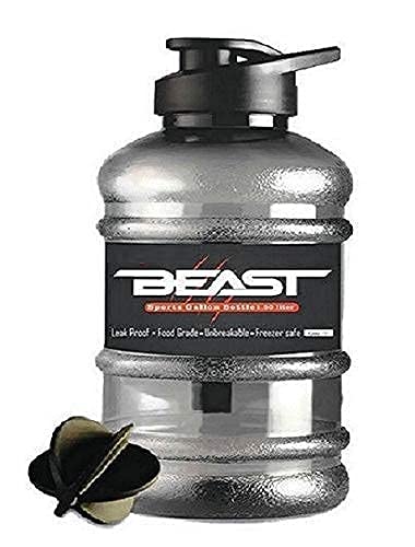Brothers Gym 1.5L Beast Sports Water/Protein Gallon BPA Free Bottle with Mixer Ball and Strainer (Unbreakable, Freezer Safe)(Black)