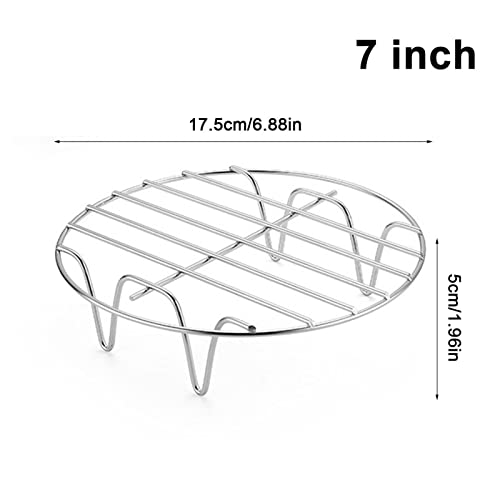 Xianghaoshun 6 7 8 Inch Round Cooking Rack, Round Air Fryer Rack, Round 304 Stainless Steel Cooking Rack, Multi-Purpose Baking Cooling Steaming Grilling Stand Rack for Cookie and Cakes