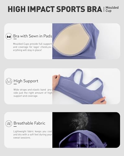 Image of RUNNING GIRL Sports Bras for Women High Support,Racerback High Impact Sports Bra Moulded Cup Workout Bra Push up
