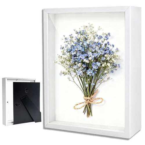 3D Marco de Fotos, Marco de Fotos Profundo para Rellenar 20 x 25 cm, Marco Tridimensional Cuadrado, Marco de Objetos 3D más Profundo 3cm, para Colgar en la Pared o Escritorio, Blanco