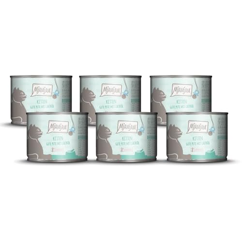 MjAMjAM - Comida húmeda premium para gatos - Kitten good pavo con aceite de salmón, pack de 6 (6x200g), sin cereales