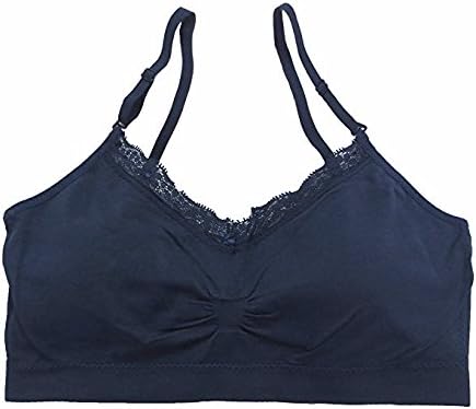 Coobie Seamless V-Neck with Lace Bra, Full Size, Navy Blue