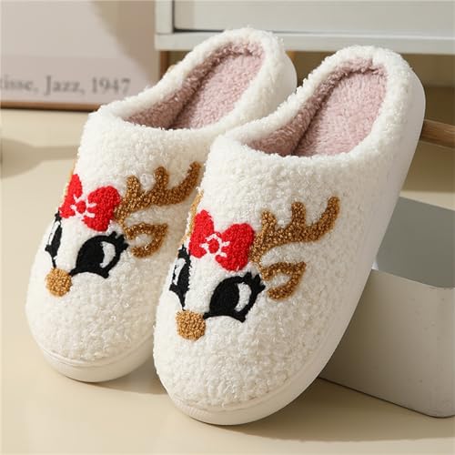 Christmas Slippers for Women Soft Plush Fuzzy Cozy House Slippers Holiday Indoor Bedroom Fluffy Warm Fleece Slipper Non Slip Plush Warm Couple House Shoes2