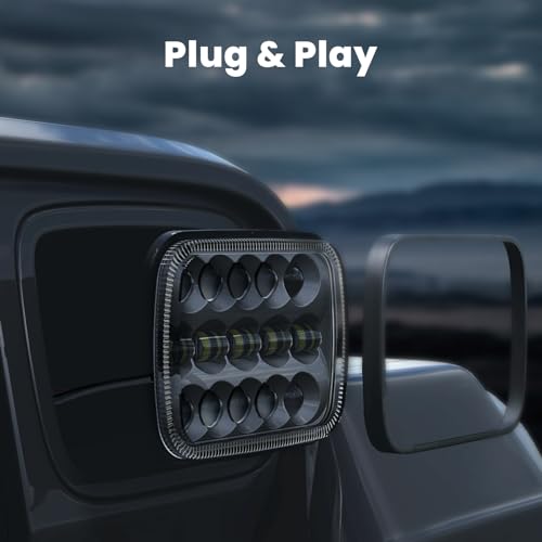 Hwstar HW57L820B 110W 5X7 Led Headlights 7X6 H6054 Headlight Hi/Low Sealed Beam Compatible With Jeep Wrangler Yj Cherokee Xj Ford Gmc Toyota Nissan Dodge Truck Van Etc Pair Black thumb #2