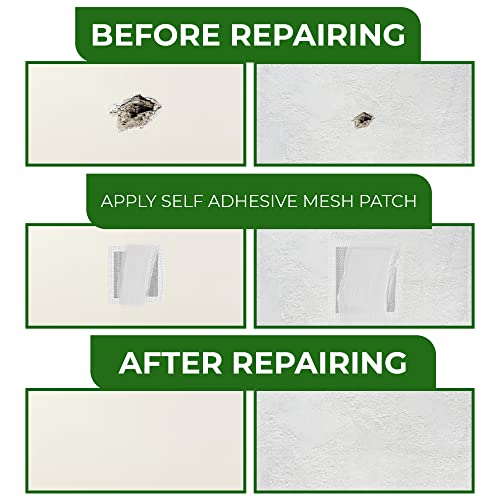 Exopatch Aluminum 12 Pcs Drywall Repair Kit - Wall Patch Repair Kit With 4, 6, 8 Inches Wall Patches For Holes - Self Adhesive Drywall Patch For Broken Wall Or Ceiling Filler #TOP4