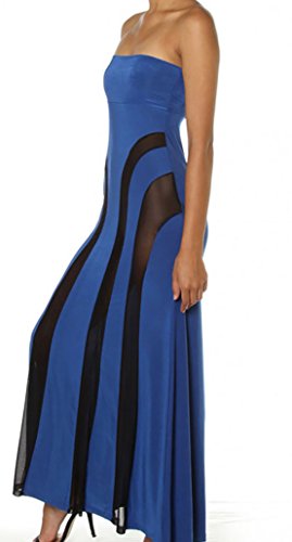 Jupe sexy col plat YALI bleu taille L : vêtement de soirée tendance pour poitrine généreuse