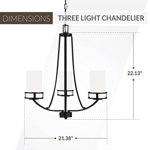 Generation Lighting 3-Light Robie Chandelier Midnight Black 3121603-112, Modern Ceiling Light Fixture for Room Decor| Chandelier for Dining Room or Living Room Uses A19 Standard or LED Light Bulbs by Generation Lighting - Image 3