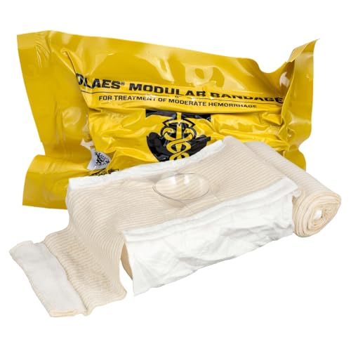 TacMed Solutions OLAES Modular Trauma Bandage with Pressure Cup, Compression Trauma Wound Dressing - Latex-Free (6' Rolled Bandage)