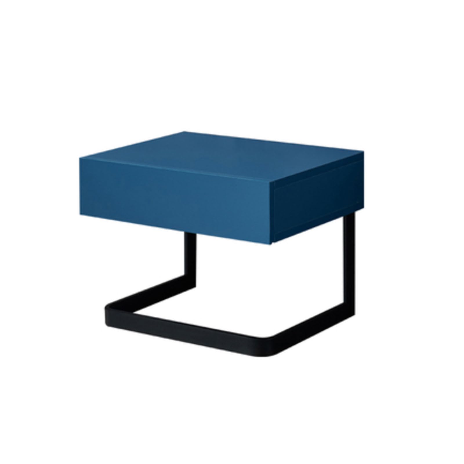 Table de chevet minimaliste en métal noir mat avec tiroir en bois pour chambre