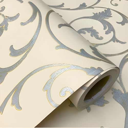 Image of Green Floral Peel and Stick Wallpaper Elegant Lillies Bedroom LIVINGROOM PVC SELF Adhesive Wallpaper 200 * 45CM-9SQFT (Metallic Floral)