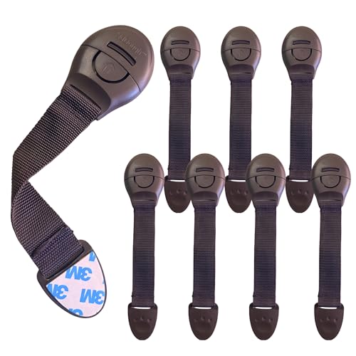 Image of KidDough Furniture Safety Locks for Kids, Child Safety Locks for Drawers, Cabinets, Fridge, Cupboard Lock, Baby Proofing Product, Strong and Adhesive Safety Locks (Brown, 8 Brown Locks)