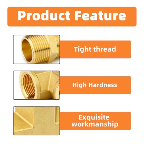Image of GASHER 1PCS Brass Tee Pipe Fittings, 3 /4 inch NPT Female x 3 /4 inch NPT Female x 3 /4 inch NPT Male Pipe Fittings, Male Run Tee