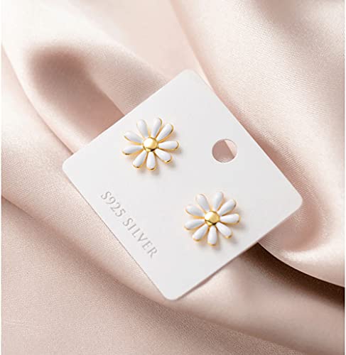 Reffeer Solid 925 Sterling Silver Daisy Flower Stud Earrings Spring for Women Teens Daisy Stud Earrings Flower4