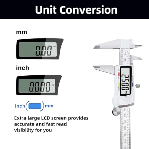 Greywolf Digital Caliper, Stainless Steel Measuring Tool, Electronic Vernier Caliper Micrometer, Inch and Millimeter Conversion, 6 Inch/150mm Large LCD Screen, for Jewelers/Craftsmen/DIY