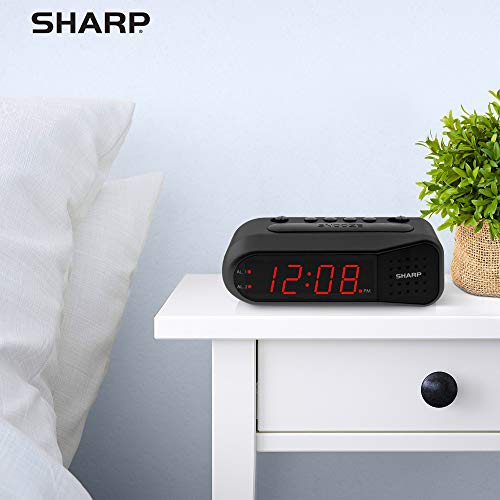 Sharp Digital Alarm Clock – Black Case With Red Leds - Ascending Alarm Grows Increasing Louder, Gentle Wake Up Experience, Dual Alarm thumb #5