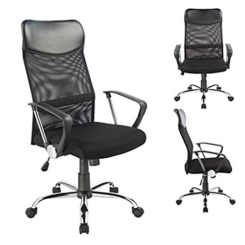 Silla de Oficina y Escritorio Ergonómica con Reposabrazos, Elegante para tu Espacio de Trabajo, Ajustable en Altura, Soporte Lumbar, Negro