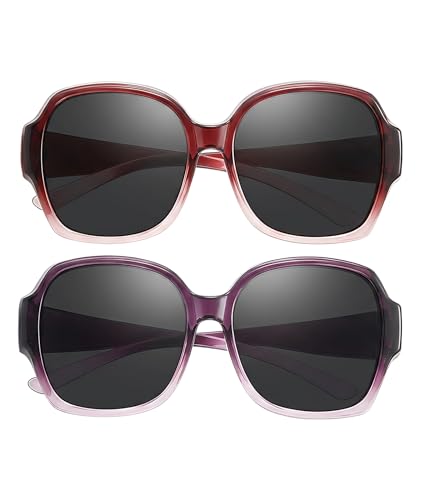 Image of 2Pcs Sunglasses Oversized for Women, Sunglasses Women; Fashion Accessory for Daily Styling and Travel, Oversized Sunglasses for Women with Flattering Design, Suitable for Various Face Shapes