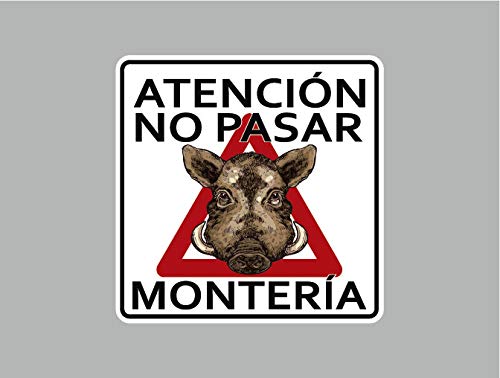 Oedim Pack 10 Señal de Atencion No Pasar Montería | 40x40cm | Finca Privada, Coto Privado, Caza Activa | Señaletica en Material Aluminio Blanco Resistente de 3mm | Duradera y Económica