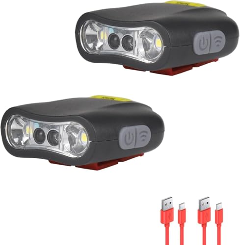 Lampe frontale LED rechargeable XLENTGEN avec capteur de mouvement pour le camping en lot de 2