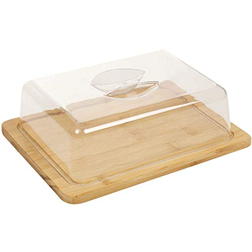Guilty Gadgets Boîte de rangement pour fromage avec couvercle en acrylique, planche à découper, plateau de cuisine – Dimensions : 24 x 21 x 8 cm