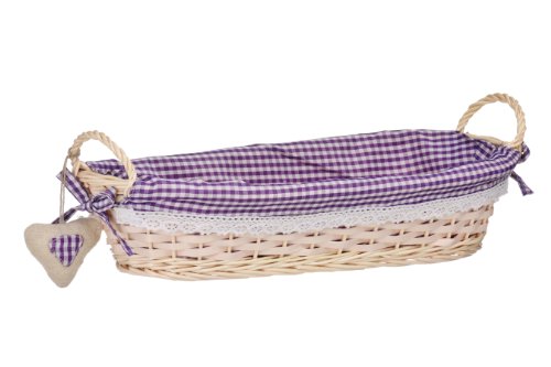 Premier Housewares Oblong Willow Basket with Gingham Lining - Purple, H14 x W43 x D17cm