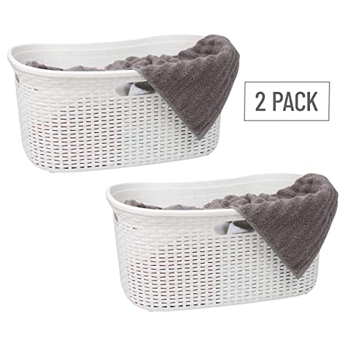 Mind Reader Basket Collection, Laundry Basket, 40 Liter (10Kg/22Lbs) Capacity, Cut Out Handles, Ventilated, Set Of 2, White #TOP6