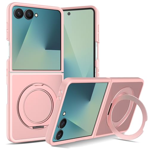 Coque Samsung Z Flip 7 antichoc magnétique rose clair avec anneau de support