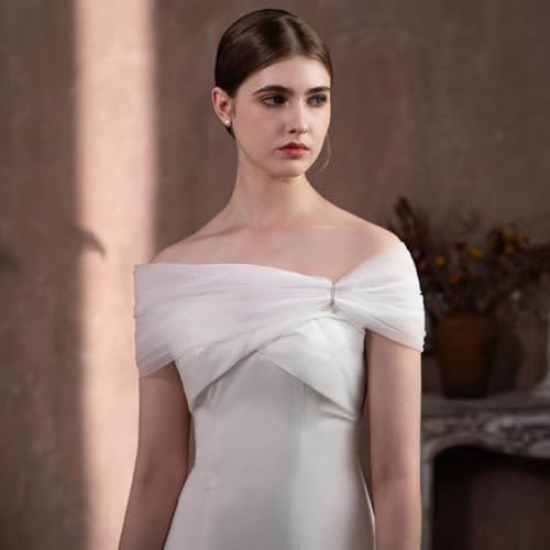 Tulle Bridal Shawl White Bridal Cape Detachable Wedding Shawls Shoulder Wrap for Wedding Party Prom Opera for Women3