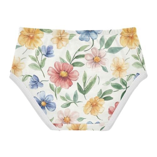 ZZKKO Watercolor Flowers Girls Underwear Toddler Panties for Girls Comfort Brief Size 2T-8Y2
