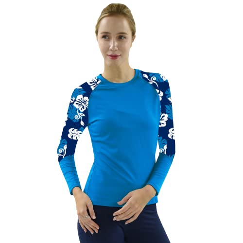 Private Island Women UPF 50+ Swimsuit Long Sleeve Top T Shirt Rash Guard Workout (RSRGT)