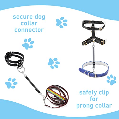 Cobee Hundehalsband Clips,2 Stück reflektierende Nylon Sicherheit Verstellbarer Haustier Hundehalsband Geschirrverbinder doppelseitiger Sicherungsverschluss Clip für Hundewelpen(schwarz, grau)