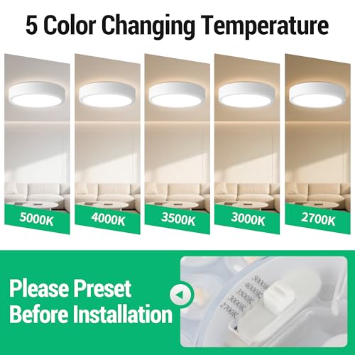 Image of 11 inch Modern LED Ceiling Light, White Flush Mount Ceiling with 5CCT 2700K-5000K, Dimmable LED Light Fixtures Ceiling Mount for Kitchen Bathroom Bedroom Hallway, 2 Packs