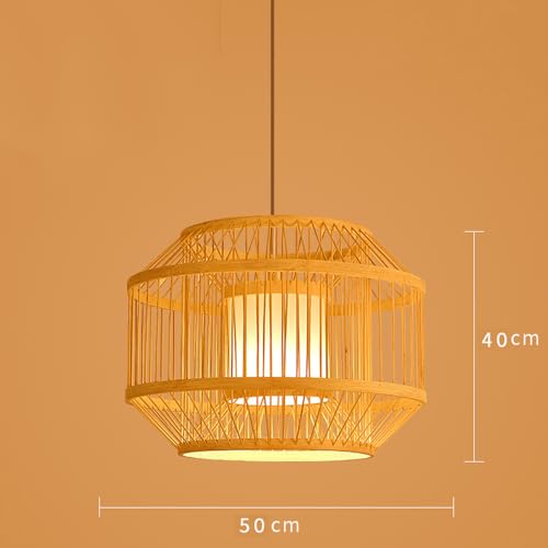 Light Wicker Rattan Lantern Light Fixture Hanging Ceiling Lamp Hand Woven Bamboo Rustic Pendant Lighting Large Boho Coastal Chandelier for Bedroom Dining Room Kitchen Island Farmhouse - Image 4