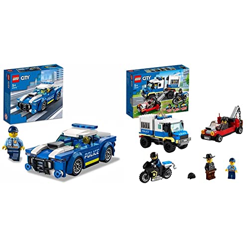 Image of LEGO City Police Car 60312 Building Kit+60276 City Police Prisoner Transport Tow Truck Toy-(Set of 2Toys)
