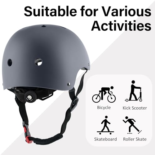 Image of Adult Skateboard Bike Helmet for Men and Women, CPSC Certified Lightweight Adjustable, Multi-Sport for Bicycle Cycling Skate Scooter (Gray, Large)