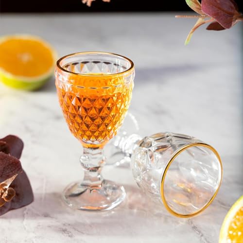 Jogo de Taças de Vidro Licor Fio de Ouro Bico de Abacaxi 65ml 4 peças - Lyor