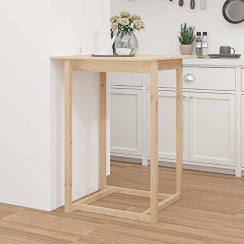Table haute carrée gain de place en pin pour petit espace