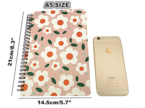 4 Pack A5 Spiral Notebook Journal,Wirebound Ruled Sketch Book Notepad Diary Memo Planner,A5 Size(8.3X5.7") & 80 Sheets (Floral Flowers) #TOP1