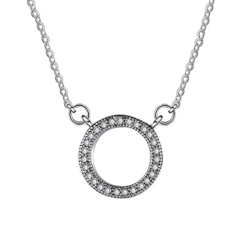 Collier avec pendentif en zircone cubique rond pavé pour femme