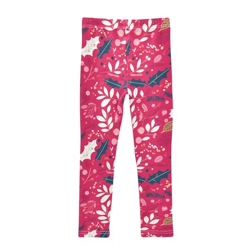 KLL Christmas Holly Berries Oil Painting Toddler Girls Legging Comfortable High Waisted Activewear Gym2