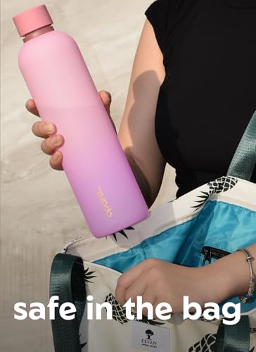 Image of Opard Slim Water Bottle 32oz, Dishwasher Safe Plastic Water Bottle BPA-Free, Leakproof Screw Top, Sunset Pink Purple, Reusable for Travel School Sport Gym Hiking