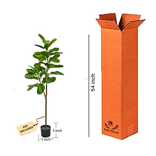 Image of Kayra Decor Artificial Fiddle Leaf Fig Tree /Faux Ficus Lyrata for Home Decor | 4.5 feet Tall, Green