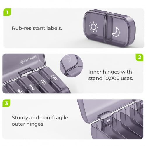 Image of AUVON Weekly Pill Organizer 2 Times a Day, One-Sided Opening, Easy to Use